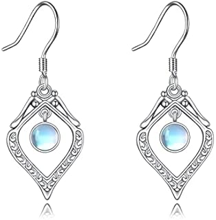 VENACOLY Moonstone Dangle Earrings for Women,925 Sterling Silver Knot Drop Earrings,Anniversary Birthday Jewelry Gift for Girls Women Daughter Wife