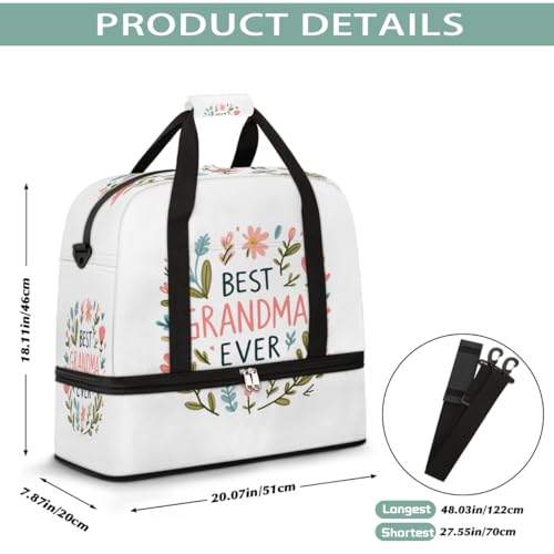 Sports Gym Bag Flowers Embroidery Large Travel Duffel Bag With Shoe Compartment Foldable Waterproof Carry-On Weekend Travel Bags for Camping Overnight Yoga Hospital Travel Bags2