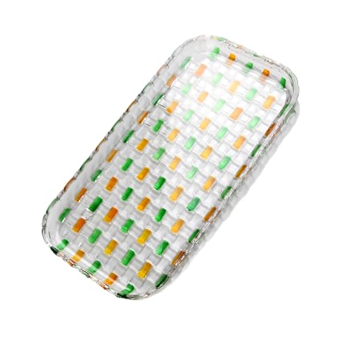 Uqezagpa Plato de postre de vidrio de alta calidad con acabado tejido, ideal para entretener a los invitados, cuenco de frutas moderno