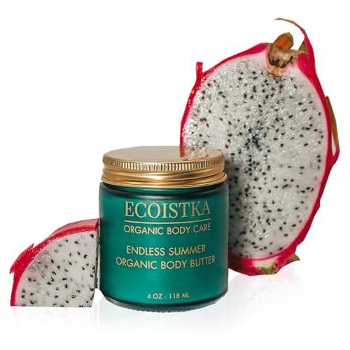 Ecoistka Endless Summer Vegan Body Butter- Tropical Fruit Organic Body Butter for Nourishing Skin Care and Glowing Skin– Handmade in USA with Natural Ingredients for Self-Care and Body Moisturizer-4oz