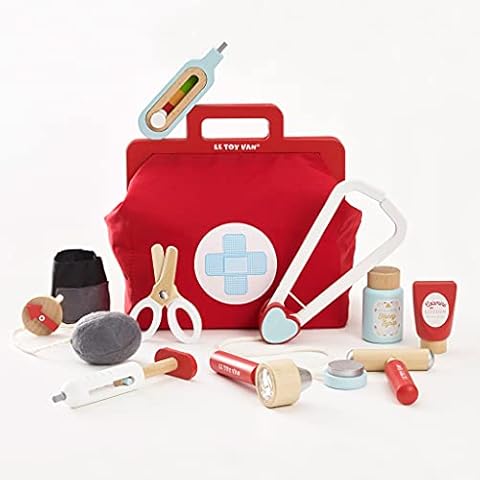 Le Toy Van - Kids Wooden Educational Pretend Play Honeybake Doctor's Medical Play Set Kit | Kids Pretend Play Role Play For Boys And Girls - 3 Year Old + Cover
