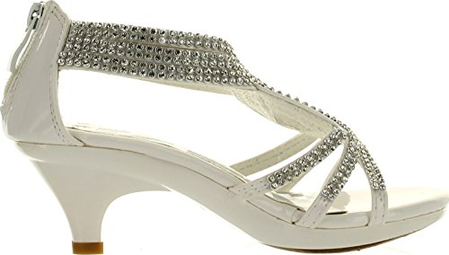Fabulous Angel-37K Little Girls Bling Rhinestone Platform Dress Heels Sandals,White,132
