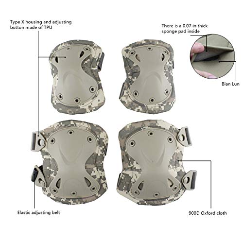 Image of Tactical Combat Knee & Elbow Protective Pads Set for Outdoor CS Paintball Game Cycling Safety Skateboarding Gear Skates Knee Protection Guard Pads