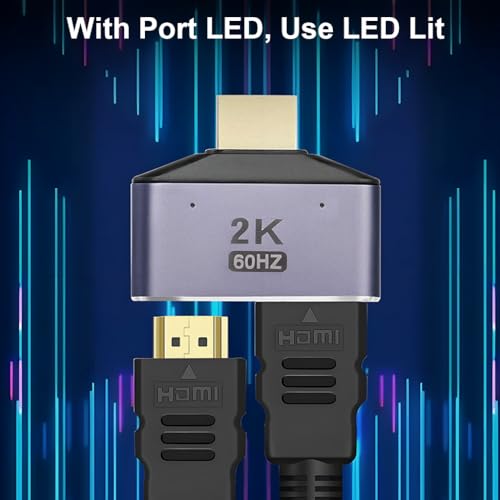Image of ZORBES HDMI 1 in 2 Out Splitter Adapter, 2K@60hz HD Display Bi-Directional Selector Switcher, HDMI 1 Male to 2 Female Connector with LED Light for TV, Monitor, Laptop, DVD and Other Devices