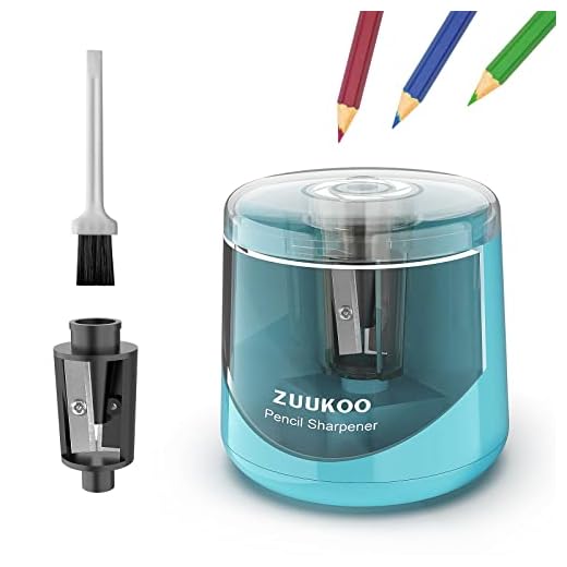 Zuukoo Electric Pencil Sharpeners, Battery Powered for Colored Pencils, High-Speed Operated Automatic & Manual Pencil Sharpener for Kids, Home School (blue1)