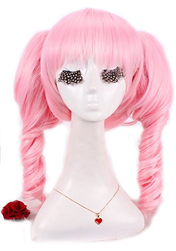 Fast Shipping 30cm Medium Long Wave Pink Clip On/in Ponytail Cosplay Party Hair Wigs in USA with Free Wig Cap Zy18