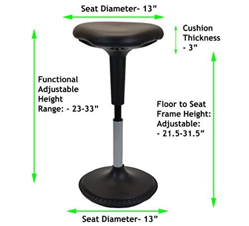 Wobble Stool Standing Desk Chair Ergonomic Tall Adjustable Height Sit Stand-Up Office Balance Drafting Bar Swiveling Leaning Perch Perching High Swivels 360 Computer Active Sitting Black Saddle Seat #TOP3