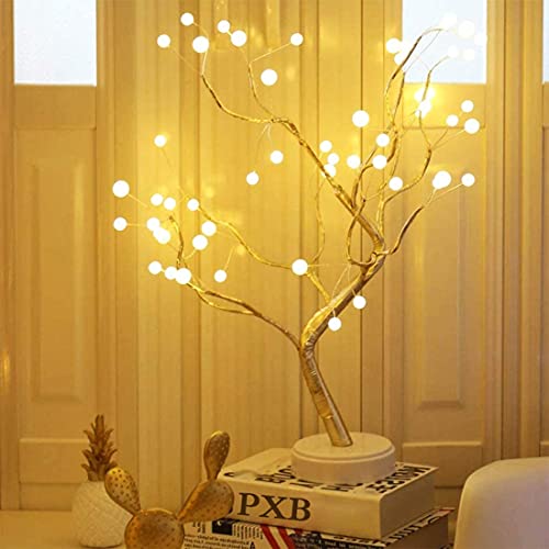 Image of Tabletop Bonsai Tree Light with 36 Pearls LED, Battery /USB Operated DIY Artificial Lamp Fairy Light Spirit Tree Christmas Sparkly Tree lamp Desktop Decoration for Bedroom Night Lights for Kids