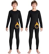 DEVOROPA Youth Boys Thermal Underwear set for Kids Fleece Lined Base Layer Stretch Long Johns for...