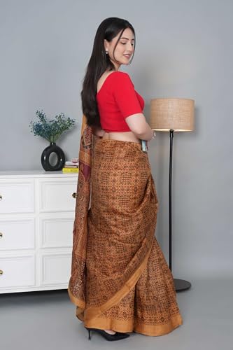 Image of Mlada V-Neck Stretchable Saree Blouse Top for Women | Slim Fit Short Sleeves Solid Cotton Blouses | Readymade Saree Blouses for Women Festive & Ethnic | Blouse Crop Top