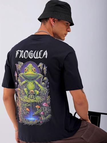Image of THE INDIAN GARAGE CO Men's Cotton Boxy Oversized Graphic Back Printed Round Neck Tshirt
