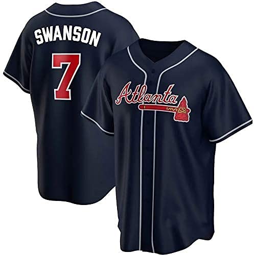 LUBANC Camiseta de béisbol Swanson # 5 Freeman # 7 Swanson para hombre, manga corta, camiseta de béisbol de competición, uniforme de equipo, sudadera con botones, B, M Cover