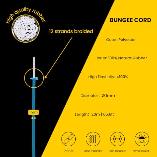 Brotree Elastic Cord Bungee Cord 1mm x 20m Elastic String Rope for DIY Crafts, Sewing, Beading, Jewellery, Necklace, Bracelet - Image 3
