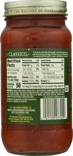 Image of Classico Fire Roasted Tomato & Garlic Spaghetti Pasta Sauce (24 oz Jar) (Pack of 2)