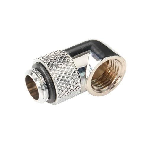 Dracaena 6 pack G1/4\" thread Male to Female Extender Fitting, 90° Rotary Fitting Adapter Connector for Computer Water Cooling System, Silver