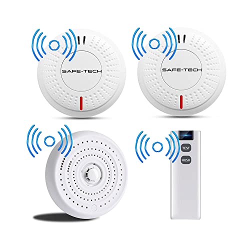 SAFE TECH Home Interlinked Smoke Heat Alarms, with Remote Control and Tamper-Proof 10 Year Battery-4 Pack