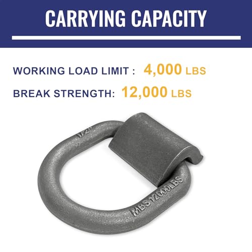 Image of Grandroad auto 8 Pack Weld-On Forged D Ring, Heavy Duty 1 /2 inch D-Ring Trailer Tie Down Anchor with MBS:12,000 lbs for Trailer, Truck Cargo, RV, ATV Tiedowns, Farm Applications and More.