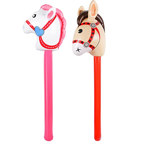 2PCS-Inflatable-Stick-Horse-Inflatable-Horse-Head-on-Stick-Horse-Costume-Pony-Halloween-Western-Cowboy-Horse-Baby-Shower-Birthday-Party-Decorations-Supplies-Favors-37-Inches-RedPink