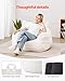 VEVOR Bean Bag Chair, 3 feet Bean Bag Chair with Soft Armrests and Storage Pocket, 25D Memory Foam Filled with Soft Teddy Velvet Cover, Bean Bag for Bedroom or Playroom, White