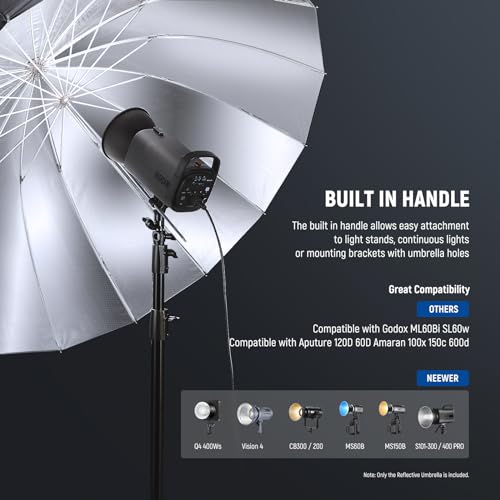 Image of NEEWER 41 inch /104cm Parabolic Reflective Umbrella Photography with Silver Inner, Soft Lighting with Diffuser Cover, Bag, Quick Fold for Camera Photo Studio Video Light Shooting Monolight Flash, NS1U