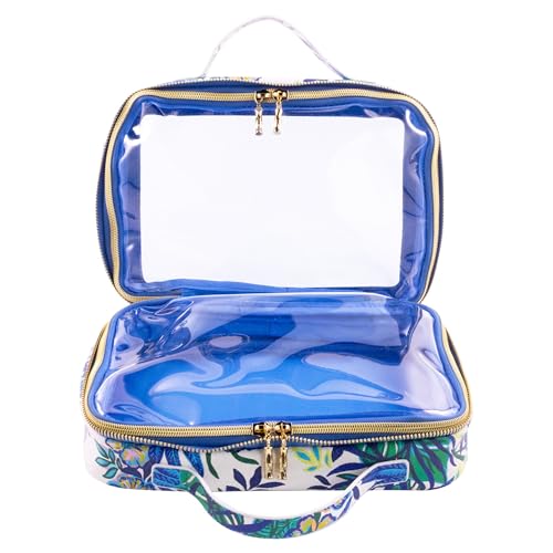 Lilly Pulitzer Cosmetic Case with Two Zippered Pockets, Vinyl Window, and Handles, Easy to Clean Travel Toiletry Bag, Travel Makeup Bag with Gold Details, The Hottest Spot4