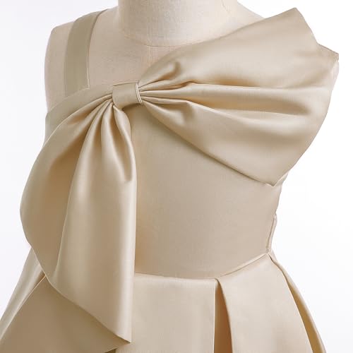 Girls Dresses Big Bow Dress Solid Color One Shoulder Dresses Princess Dresses Children's Dresses for Girls4