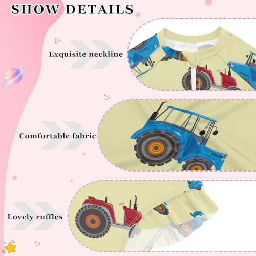 Blue Red Tractor Girls Swimsuit One Piece Rash Guard Girls' Swimwear Long Sleeve Swimsuits for Girl Size 3-12T4