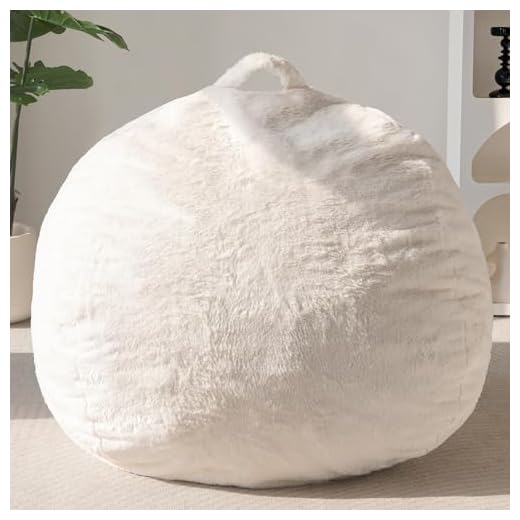 MAXYOYO Bean Bag Chair, Giant Armchair Bean Bag for Adult Teens with Foam Filling Included, Living Room Furniture Cord Lazy Chair (Beige)