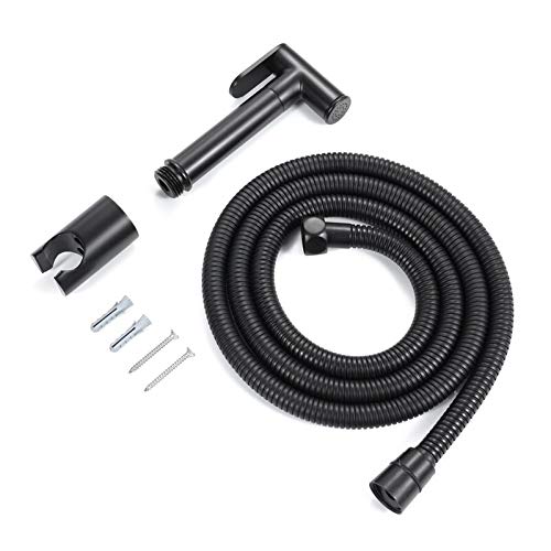 Bidet de douche avec tuyau et support pour robinet de toilette noir de salle de bain
