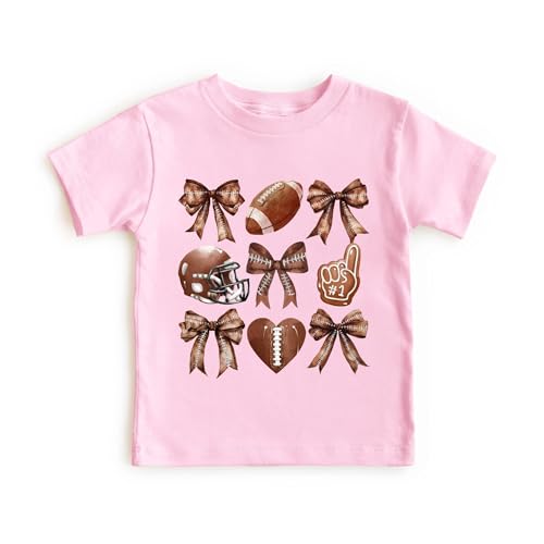 Image of JINTING Football Shirts for Boys Girls Game Day Tshirt Toddler Football Season Tee Kids Bow Coquette Tops