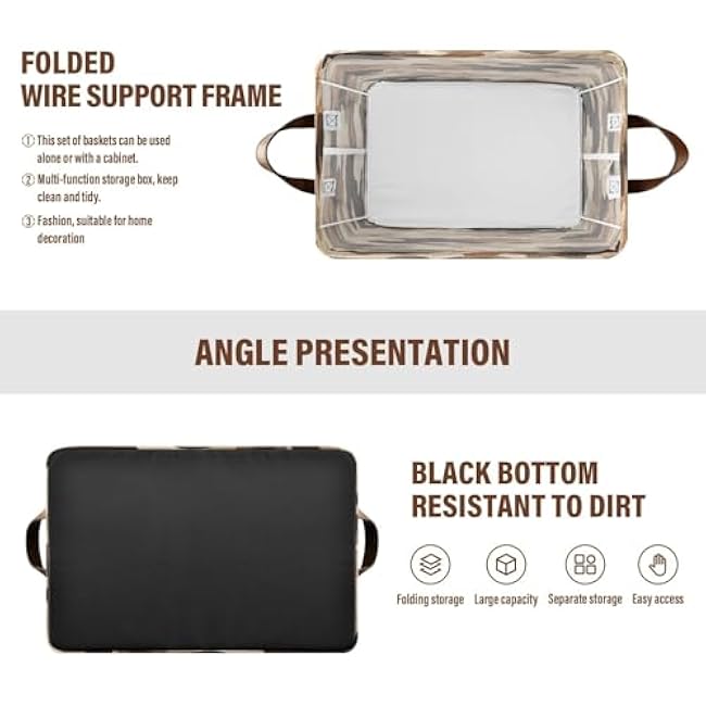 Camouflage Duck Hunter Storage Bins Brown Camo Collapsible Storage Basket Box with Handles Organizer for Clothes Shelves Closet Cabinet Home Office, 1PC