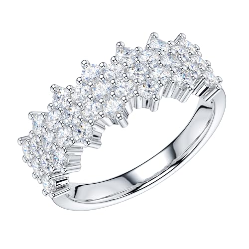 THELANDA Genuine Moissanite or Simulated Diamond Sterling Silver 8mm Paved Honeycomb Cluster Promise Ring Wedding Ring For Her2