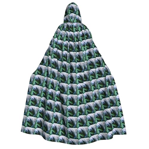 Cape à capuche imprimé veau Manatee de 190 cm pour cosplay