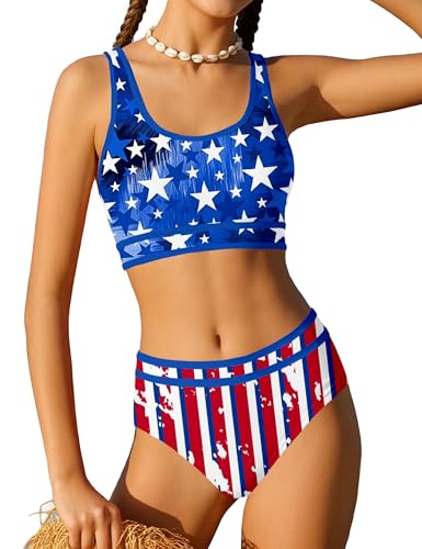 Image of Girls Swimsuit Double Strap High Waist Sporty Bikini Swimsuits Swim Cover Up Skirt 3 Piece Set