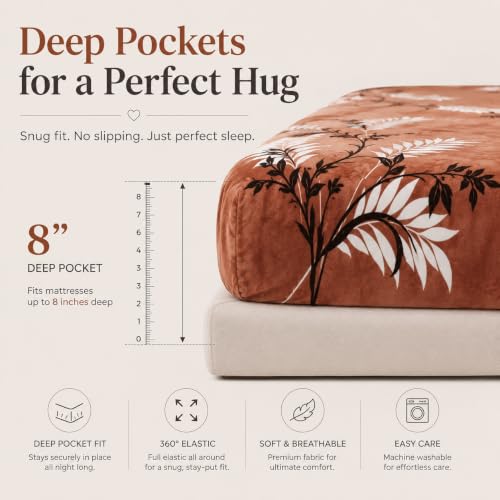 Image of HOMEKART 280 GSM Warm Fitted Bedsheet for Double Bed, Soft Winter Mattress Sheet, Cozy Stretchable Fitted Bed Cover with Elastic, Comfortable & Durable Bedding, Denim Blue, Double (78 x 72 + 8)