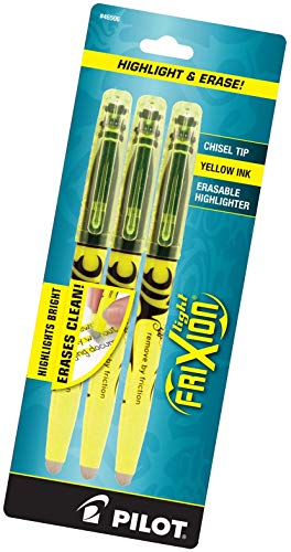 Pilot FriXion Light Erasable Highlighters Chisel Point Yellow; Make Mistakes Disappear, Too Much, Uneven, or The Wrong Color Highlighted? No Need To Stress with Americas #1 Selling Pen Brand, 3 Pack