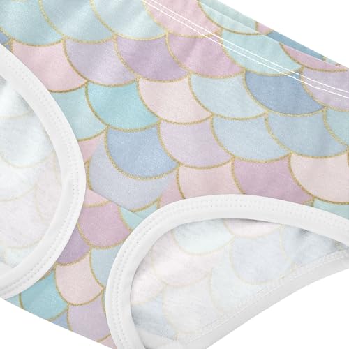 Print Toddler Underwear Floral 2t Cotton Panties for Girl Watercolor Mermaid Scales Pink Briefs Kids Undies4