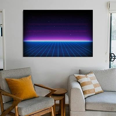 Miniatura 2 de Paisaje retro de la superficie cibernética de los años 80, diseño adecuado, lienzo, decoración de pared, cuadros para dormitorio, decoración de