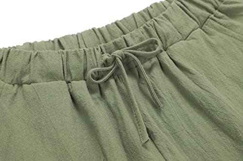 Image of CHARTOU Women's Summer Drawstring Waist Wide Leg Loose Cotton Linen Palazzo Pants
