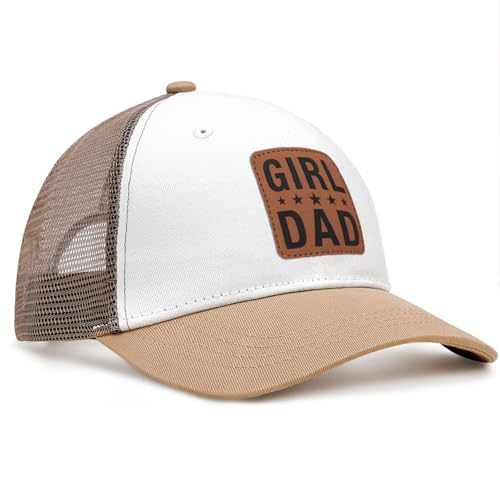 Image of Girl Father Daddy Dad Leather Patch Hat Birthday for Dad Papa from Daughter Son Adjustable Trucker Hat