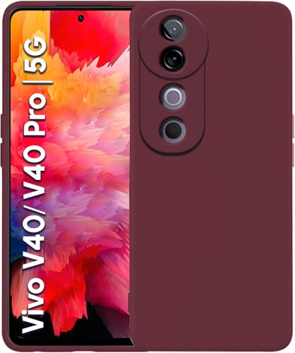 Image of TRUEUPGRADE Liquid Silicone Designed Back Case Cover for Vivo V40 / V40 Pro / T3 Ultra 5G | Microfiber Inside, Full Protection | Bumper Back Cover Case for Vivo V40 / V40 Pro / T3 Ultra 5G - Wine