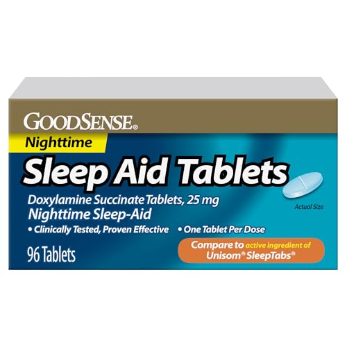 GoodSense Sleep Aid Tablets Doxylamine Succinate Tablets 25 mg Nighttime Sleep Aid to Help You Fall Asleep