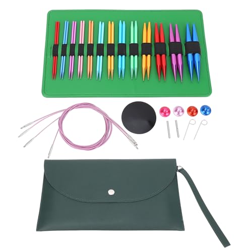 Aiguilles de tricot circulaire interchangeables en aluminium, kit de 26 pièces de 3.0 à 10.0 mm