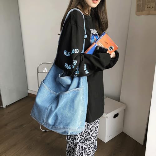Bolso Tote Denim Unisex Casual y Retro miniatura 3