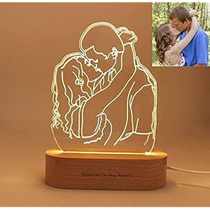 Foto Personalizzata Bordo Acrilico Luce Notturna Personalizzato Album 3D Immagine Lampada da Tavolo USB Gioielli a LED Compleanno Regalo di San Valentino (1 Color)