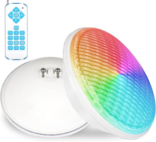 ✅【Materiale】: PC Pool light + ABS, migliore prestazione impermeabile, viti in acciaio inox, IP68 completamente garantito, tensione di sicurezza. Angolo del fascio di 120°, 12V AC/DC, Ø178 mm x H9,7 mm.