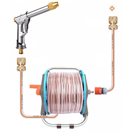 Portable Garden Hose Cart, Water Pipe Storage Hose Reel, High Pressure Water Gun for Car Washing Garden Irrigation