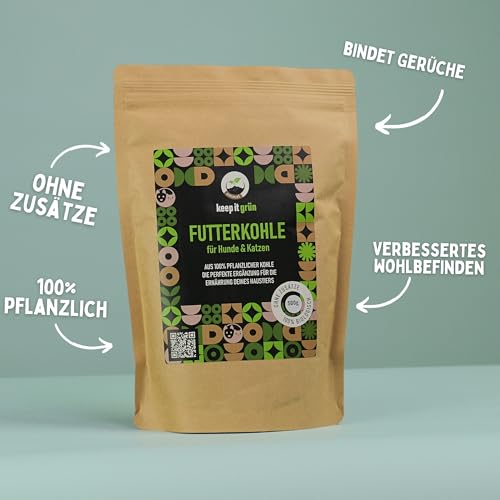 Futterkohle für Hunde (2000g) – ohne Zusätze | von keep it grün | perfekte Körnung zur Futterbeigabe | kann Schad- und Giftstoffe binden | rein pflanzlich