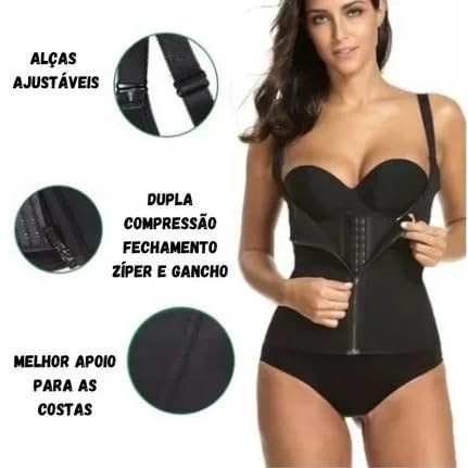 Cinta Modeladora Dupla Compressão com Zíper – Reduz Medidas, Afina e Define a Cintura Tamano (P) Pre
