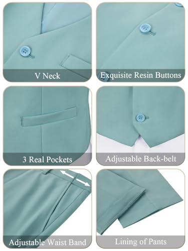 Image of Men's Slim Fit 3 Piece Suit Two Button Business Wedding Dress Tux Suit Set Jacket Vest Pants with Tie